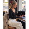 image:imageZESICA Fall V Neck Sweaters for Women Long Sleeve Ribbed Knit TopsBlack