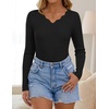 image:imageZESICA Fall V Neck Sweaters for Women Long Sleeve Ribbed Knit TopsBlack