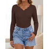 image:imageZESICA Fall V Neck Sweaters for Women Long Sleeve Ribbed Knit TopsCoffee