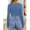 image:imageZESICA Fall V Neck Sweaters for Women Long Sleeve Ribbed Knit TopsDusty Blue