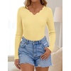 image:imageZESICA Fall V Neck Sweaters for Women Long Sleeve Ribbed Knit TopsLight Yellow