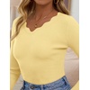 image:imageZESICA Fall V Neck Sweaters for Women Long Sleeve Ribbed Knit TopsLight Yellow