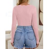 image:imageZESICA Fall V Neck Sweaters for Women Long Sleeve Ribbed Knit TopsPink