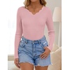 image:imageZESICA Fall V Neck Sweaters for Women Long Sleeve Ribbed Knit TopsPink