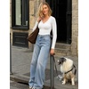 image:imageZESICA Fall V Neck Sweaters for Women Long Sleeve Ribbed Knit TopsWhite