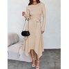 image:imageZESICA Long Sleeve Sweater Dresses Wedding Guest Midi DressApricot
