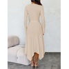 image:imageZESICA Long Sleeve Sweater Dresses Wedding Guest Midi DressApricot