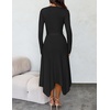 image:imageZESICA Long Sleeve Sweater Dresses Wedding Guest Midi DressBlack