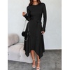 image:imageZESICA Long Sleeve Sweater Dresses Wedding Guest Midi DressBlack