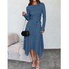 image:imageZESICA Long Sleeve Sweater Dresses Wedding Guest Midi DressDark Blue