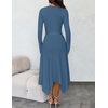 image:imageZESICA Long Sleeve Sweater Dresses Wedding Guest Midi DressDark Blue
