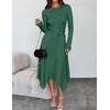 image:imageZESICA Long Sleeve Sweater Dresses Wedding Guest Midi DressGreen