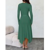 image:imageZESICA Long Sleeve Sweater Dresses Wedding Guest Midi DressGreen