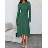 image:imageZESICA Long Sleeve Sweater Dresses Wedding Guest Midi DressGreen