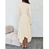 image:imageZESICA Long Sleeve Sweater Dresses Wedding Guest Midi DressIvory