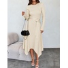 image:imageZESICA Long Sleeve Sweater Dresses Wedding Guest Midi DressIvory