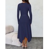 image:imageZESICA Long Sleeve Sweater Dresses Wedding Guest Midi DressNavy