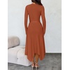 image:imageZESICA Long Sleeve Sweater Dresses Wedding Guest Midi DressRust
