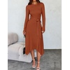 image:imageZESICA Long Sleeve Sweater Dresses Wedding Guest Midi DressRust