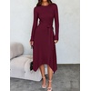 image:imageZESICA Long Sleeve Sweater Dresses Wedding Guest Midi DressWine