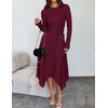 image:imageZESICA Long Sleeve Sweater Dresses Wedding Guest Midi DressWine