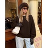 image:imageZESICA Oversized Sweaters for Women 2026 Fall Trendy Pullover TopsDark Brown