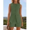 image:imageZESICA Womens 2 Piece Short Sets Business Casual Matching Set OutfitsArmygreen