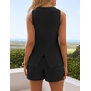 image:imageZESICA Womens 2 Piece Short Sets Business Casual Matching Set OutfitsBlack