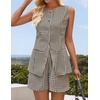 image:imageZESICA Womens 2 Piece Short Sets Business Casual Matching Set OutfitsBrown