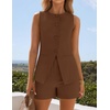 image:imageZESICA Womens 2 Piece Short Sets Business Casual Matching Set OutfitsCoffee
