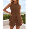 image:imageZESICA Womens 2 Piece Short Sets Business Casual Matching Set OutfitsCoffee