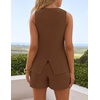 image:imageZESICA Womens 2 Piece Short Sets Business Casual Matching Set OutfitsCoffee