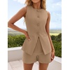 image:imageZESICA Womens 2 Piece Short Sets Business Casual Matching Set OutfitsKhaki