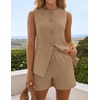 image:imageZESICA Womens 2 Piece Short Sets Business Casual Matching Set OutfitsKhaki