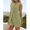 image:imageZESICA Womens 2 Piece Short Sets Business Casual Matching Set OutfitsLightgreen