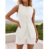 image:imageZESICA Womens 2 Piece Short Sets Business Casual Matching Set OutfitsWhite