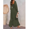 image:imageZESICA Womens 2026 Boho Long Sleeve Fall Maxi DressArmy Green