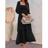 image:imageZESICA Womens 2026 Boho Long Sleeve Fall Maxi DressBlack