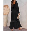 image:imageZESICA Womens 2026 Boho Long Sleeve Fall Maxi DressBlack
