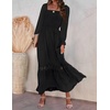 image:imageZESICA Womens 2026 Boho Long Sleeve Fall Maxi DressBlack