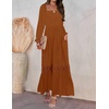 image:imageZESICA Womens 2026 Boho Long Sleeve Fall Maxi DressBrown