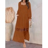 image:imageZESICA Womens 2026 Boho Long Sleeve Fall Maxi DressBrown