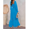 image:imageZESICA Womens 2026 Boho Long Sleeve Fall Maxi DressCobalt