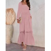 image:imageZESICA Womens 2026 Boho Long Sleeve Fall Maxi DressDark Pink