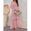 image:imageZESICA Womens 2026 Boho Long Sleeve Fall Maxi DressDark Pink