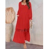 image:imageZESICA Womens 2026 Boho Long Sleeve Fall Maxi DressFire Red