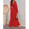 image:imageZESICA Womens 2026 Boho Long Sleeve Fall Maxi DressFire Red