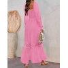 image:imageZESICA Womens 2026 Boho Long Sleeve Fall Maxi DressHot Pink