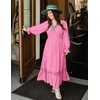 image:imageZESICA Womens 2026 Boho Long Sleeve Fall Maxi DressHot Pink