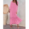 image:imageZESICA Womens 2026 Boho Long Sleeve Fall Maxi DressHot Pink